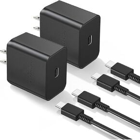 USB-C 2-Pack 45W PD Super Fast Charging Wall Charger for Samsung Galaxy A53/A73,Galaxy S24 Ultra/S24+/S23/S22/S22 Plus/S21/S21 Ultra/S20/Note20/ Note 20 Ultra/iPhone 16/15(10 Ft)
