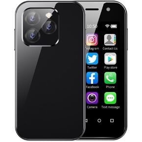 4G Mini Smartphone XS14 Pro 3.0" Android 9.0 Dual SIM Face ID Dual Camera WiFi Bluetooth Hotspot GPS OTG Unlocked Mobile Phone (Black, 3GB RAM 64GB ROM)