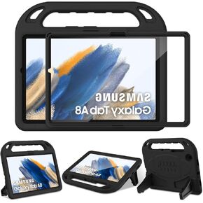 LTROP Case for Samsung Galaxy Tab A8 10.5 2022(SM-X200/X205/X207) Built-in Screen Protector,Galaxy Tab A8 Case for Kids,Protective Handle Stand Case for Samsung Galaxy Tab A8 10.5" 2022, Black