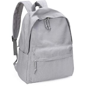 Zicac Unisex DIY Canvas Backpack Daypack Satchel Backpack (White, With Side Pocket)