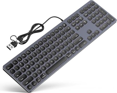 Black Wired Backlit Keyboard for Apple Mac OS, USB-A/Type-C Cable Connection Aluminum Keyboard with Numeric Keypad for iMac/Mac Mini Computer or MacBook Laptop(Keyboard Riser Included) in Saudi Arabia