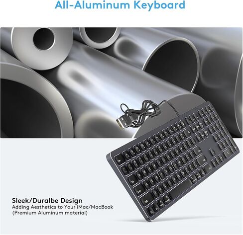 Black Wired Backlit Keyboard for Apple Mac OS, USB-A/Type-C Cable Connection Aluminum Keyboard with Numeric Keypad for iMac/Mac Mini Computer or MacBook Laptop(Keyboard Riser Included) in Saudi Arabia