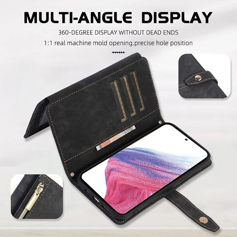 تصميم من أجل Samsung Galaxy A53 5G Crossbody Wallet Case with Pu Leather Card Slots Kickstand Flip Folio Zipper Casepag Cover Cover Protctive Men 6.5 Inch Black in Kuwait