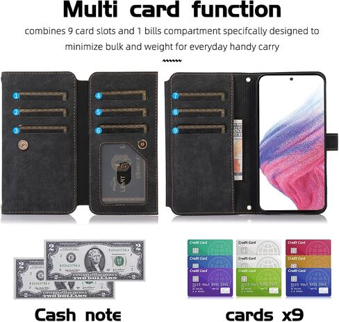 تصميم من أجل Samsung Galaxy A53 5G Crossbody Wallet Case with Pu Leather Card Slots Kickstand Flip Folio Zipper Casepag Cover Cover Protctive Men 6.5 Inch Black in Kuwait