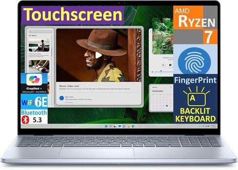 Dell Inspiron Business Laptop 16.0 "شاشة تعمل باللمس FHD+ عرض (AMD RYZEN 7 8840U ، 32GB DDR5 ، 1TB M. in Kuwait