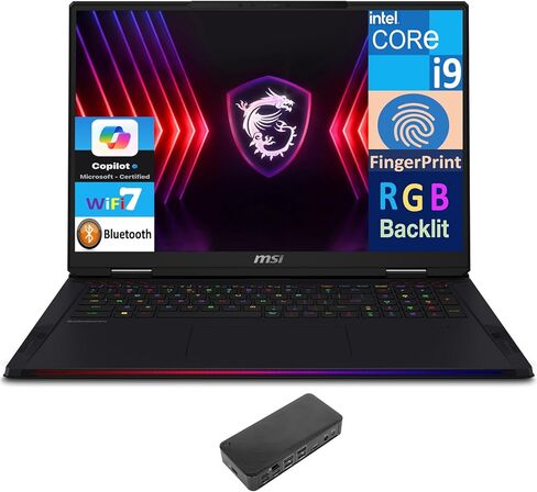MSI Raider 18 HX Gaming Laptop 18" 120Hz Mini LED 4K Display (Intel i9-14900HX, GeForce RTX 4090 16GB, 128GB DDR5, 2TB PCIe SSD, RGB KB, Fingerprint, 2 Thunderbolt 4, WiFi 7, Win 11 Pro) w/USB-C Dock in Kuwait