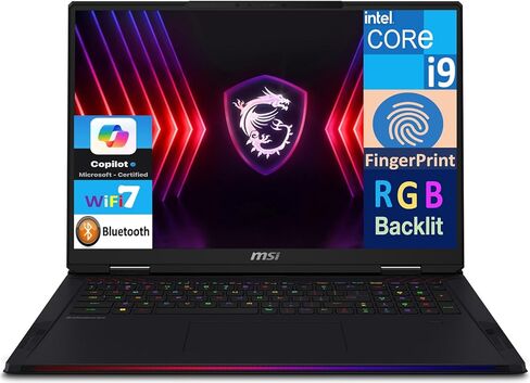 MSI Raider 18 HX Gaming Laptop 18" 120Hz Mini LED 4K Display (Intel i9-14900HX, GeForce RTX 4090 16GB, 128GB DDR5, 2TB PCIe SSD, RGB KB, Fingerprint, 2 Thunderbolt 4, WiFi 7, Win 11 Pro) w/USB-C Dock in Kuwait