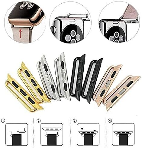 LOOKSEVEN 6 Pairs Watch Strap Connector Stainless Steel Adapter Metal Connection Adapter with Replacement Tool Compatible with iWatch Band 38mm-49mm in Saudi Arabia