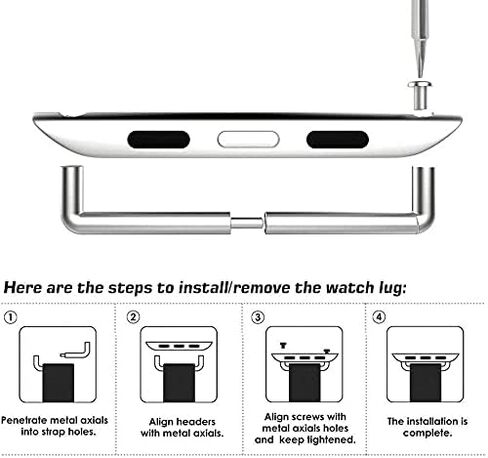 LOOKSEVEN 6 Pairs Watch Strap Connector Stainless Steel Adapter Metal Connection Adapter with Replacement Tool Compatible with iWatch Band 38mm-49mm in Saudi Arabia
