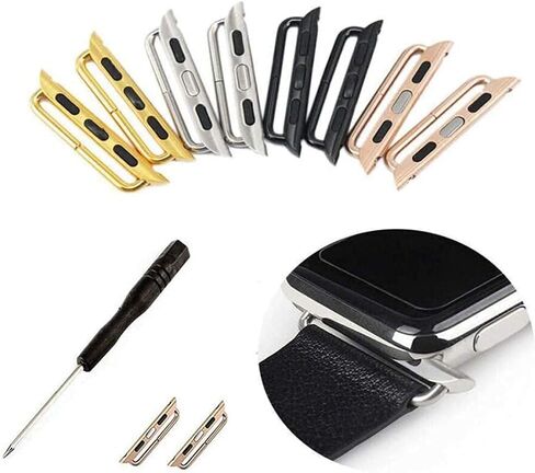 LOOKSEVEN 6 Pairs Watch Strap Connector Stainless Steel Adapter Metal Connection Adapter with Replacement Tool Compatible with iWatch Band 38mm-49mm in Saudi Arabia