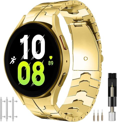 Miimall Stainless Steel Band for Samsung Galaxy Watch 6/4 Classic 47mm 43mm 46mm 42mm, No Gap Stylish Classy Business Galaxy Watch FE/7/6/5/5 Pro/4 Metal Bracelet Strap for Men in Kuwait