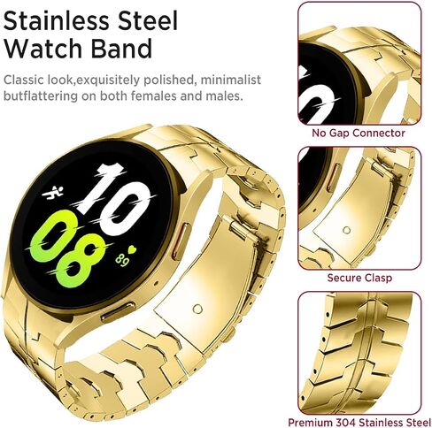 Miimall Stainless Steel Band for Samsung Galaxy Watch 6/4 Classic 47mm 43mm 46mm 42mm, No Gap Stylish Classy Business Galaxy Watch FE/7/6/5/5 Pro/4 Metal Bracelet Strap for Men in Kuwait