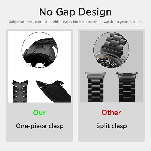 Miimall Stainless Steel Band for Samsung Galaxy Watch 6/4 Classic 47mm 43mm 46mm 42mm, No Gap Stylish Classy Business Galaxy Watch FE/7/6/5/5 Pro/4 Metal Bracelet Strap for Men in Kuwait