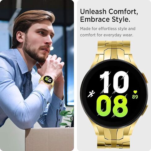 Miimall Stainless Steel Band for Samsung Galaxy Watch 6/4 Classic 47mm 43mm 46mm 42mm, No Gap Stylish Classy Business Galaxy Watch FE/7/6/5/5 Pro/4 Metal Bracelet Strap for Men in Kuwait