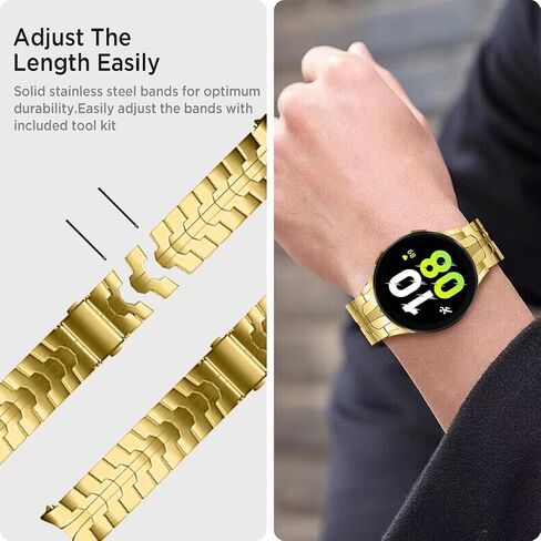 Miimall Stainless Steel Band for Samsung Galaxy Watch 6/4 Classic 47mm 43mm 46mm 42mm, No Gap Stylish Classy Business Galaxy Watch FE/7/6/5/5 Pro/4 Metal Bracelet Strap for Men in Kuwait