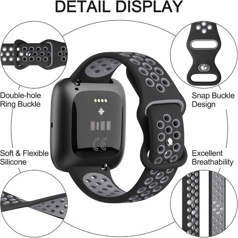 فرقة Vanjua Breatable متوافقة مع Fitbit Versa Bands Women Men ، 3 حزمة معصم بديل للسيليكون الناعمة للرياضة لـ Fitbit Versa 2/Fitbit versa/Versa Lite/Versa SE SMART WATCH in Kuwait