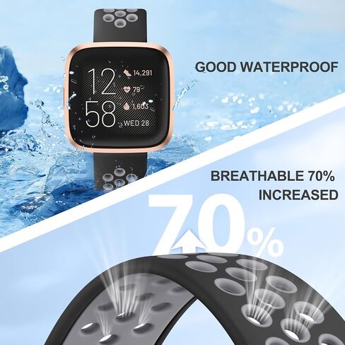 فرقة Vanjua Breatable متوافقة مع Fitbit Versa Bands Women Men ، 3 حزمة معصم بديل للسيليكون الناعمة للرياضة لـ Fitbit Versa 2/Fitbit versa/Versa Lite/Versa SE SMART WATCH in Kuwait