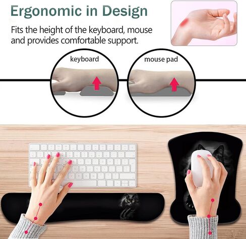 Keyboard Wrist Support + Wrist Mousepad + Coaster Combination, Non-Slip PU Base, with Gel Memory Mousepad, Suitable for Gaming, Office Pain Relief Mousepad Set - Flowering Plant Moon in Kuwait