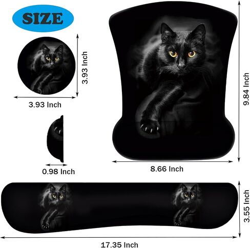 Keyboard Wrist Support + Wrist Mousepad + Coaster Combination, Non-Slip PU Base, with Gel Memory Mousepad, Suitable for Gaming, Office Pain Relief Mousepad Set - Flowering Plant Moon in Kuwait
