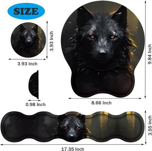 Keyboard Wrist Support + Wrist Mousepad + Coaster Combination, Non-Slip PU Base, with Gel Memory Mousepad, Suitable for Gaming, Office Pain Relief Mousepad Set - Flowering Plant Moon in Kuwait