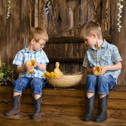 Rollda Kids Cowboy Boots Western Round Toe Cowgirl Boots for Boys Girls Toddler/Little Kid/Big Kid in Kuwait