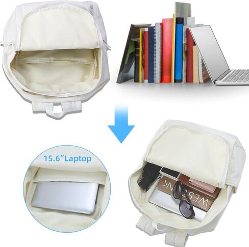 Zicac Diy Canvas Backpack Daypack Satchel Backpack (White, with Side Pocket) in Saudi Arabia