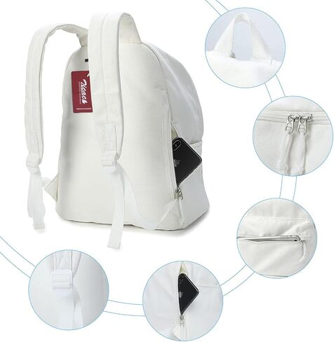 Zicac Diy Canvas Backpack Daypack Satchel Backpack (White, with Side Pocket) in Saudi Arabia