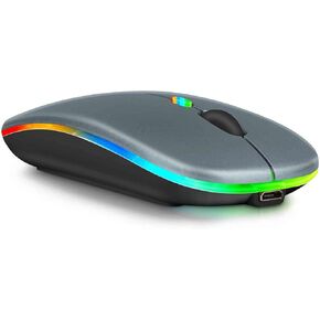 UrbanX 2.4GHz & Bluetooth Mouse, Rechargeable Wireless LED Mouse for Dell Latitude 5590 Laptop Also Compatible with TV/Laptop/PC/Mac/iPad pro/Computer/Tablet/Android - Titanium