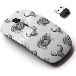 2.4G Wireless Mouse with Cute Pattern Design for All Laptops and Desktops with Nano Receiver - Skulls Viking Helmets