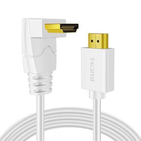 TNP 4K HDMI Cable Right Angle 90 Degree (15 FT) - White High Speed 18GBPs HDMI Wire Cord Support 4K 60Hz 2K 2160p 1440p 1080p 3D ARC/eARC Ethernet for Video Gaming Xbox One PS 4 & 4K Apple TV HDTV