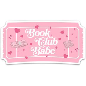 (3PCs) Book Club Babe Ticket Sticker, Cute Bookish Book Lover Decals Vinyl Waterproof Stickers for Kindle Tablet Laptop Water Bottle Phone Case, Reading Romance Stickers (3 Inches)