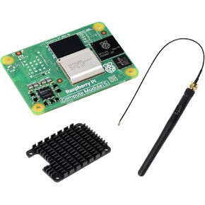 Waveshare CM5 Pi Compute Module 5，Comes with an Official Raspberry Pi CM5004000 (Without Wireless, 4GB RAM, 0GB (Lite) eMMC Flash), an Antenna Kit and a HEATSINK (3 Items)