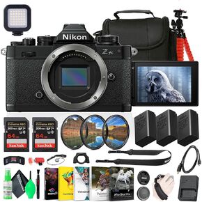 Nikon Z fc DX-Format Mirrorless Camera (1671B) + 2 x EN-EL25 Battery + 2 x 64GB Memory Card + Photography Software + LED Light + Camera Bag + Flexible Tripod + Cleaning Kit + HDMI/Micro Cable + More