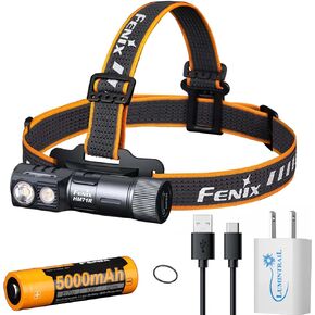 Fenix HM71R 2700 Lumens Headlamp, Rechargeable Spot Light, Flood Light, L-Shape 90 Degree Right Angle Flashlight Industrial Grade with a USB Wall Plug