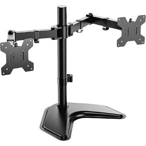 Free Standing Dual LCD Monitor Fully Adjustable Desk Mount Fits 2 Screens up to 27 inch, 22 lbs. Weight Capacity per Arm, with Grommet Base, Black