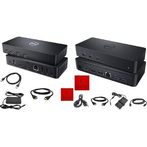 Dell Dual Docking Station Bundle - D3100 & D6000S with USB 3.0 & Universal Compatibility, Dual Monitors, 65W & 130W AC Adapters, HDMI & DisplayPort Cables - 1 Year Warranty (Renewed)