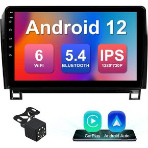2+32G 10.1-inch Android 12 Car Stereo for Toyota Tundra 2007-2013 & Sequoia 2008-2018 IPS Touchscreen Screen Car Radio with Carplay & Android Auto Support Bluetooth 5.4 & WiFi 6 Backup Camera GPS FM