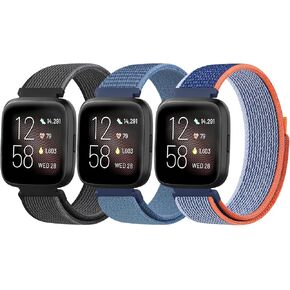Nylon Band for Fitbit Versa 2 / Fitbit Versa/Versa Lite/Versa SE Bands Women Men, Soft Adjustable Sport Replacement Strap Compatible with Fitbit Versa 2 Smartwatch
