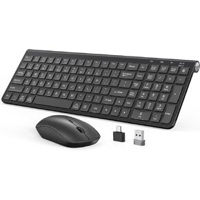 JOYACCESS 2.4GHz Wireless Keyboard Mouse Combo, Ergonomic Wireless Computer Keyboard Compatible with Win 7/8/10, MacBook Pro/Air, Laptop, PC - Black