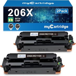 206X Black Toner Cartridge 2 Pack High Yield (with Chip) Compatible Replacement for HP 206X 206A for Color Laserjet Pro MFP M283fdw M283cdw M283fdn M282nw M255dw M255nw M283 M255 Printer W2110X W2110A