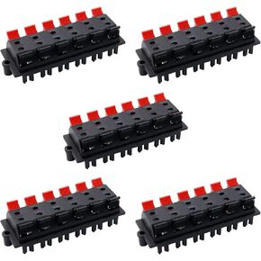 WP12-03B Straight Speaker Terminal Strip,Speaker Spring Connection Clip Terminals Strip Block Jointing Clamp Test Clip Jack Socket Push Release Connector 5Pcs