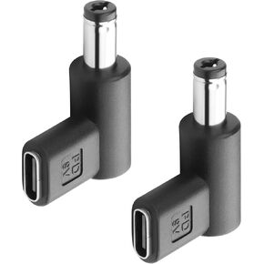 GINTOOYUN 2PCS USB to DC Male 5.5 x 2.1 mm 28V Adapter, 90 Degree Angled USB C to DC 28V Adapter Plug for Laptop、Router、Mobile Power Supply Charger Connector(28V)