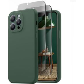 Designed for iPhone 13 Pro Max Case, Compatible with MagSafe, with 2X Privacy Screen Protectors, Full Camera Protection, Silicone Shockproof Protective Slim Phone Case 6.7", Calke Green