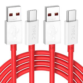 Jelanry 2-Pcs 10A 100W USB-A to USB-C Cable for Oneplus Charging Cable 3.3FT, 80W 65W SuperVooc/Warp/Dash Charge & Rapid Data Syncing Type C Charger Cord for OnePlus 12R 12 11 10 8 Pro 7 6 5T Nord 4