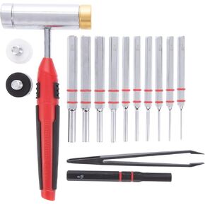 BIRCHWOOD CASEY Armorer's Hammer And Punch Kit | Durable Versatile Gunsmithing Multi-Piece Tool Set | 11 Punches, 4 Hammer Heads, Tweezer, Magnetic Strip & Case Included