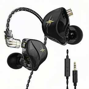 QKZ ZXT in-Ear Monitors,IEM Gaming Earbuds,HiFi Stereo Wired Headphones with Detachable Cable for Musician Singer(Black)
