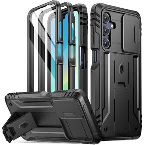 Poetic Revolution Case for Samsung Galaxy A16 5G,[Slide Camera Cover],[20FT Mil-Grade Drop Tested], Full-Body Military Grade Rugged Shockproof Cover with Kickstand and Built-in-Screen Protector, Black
