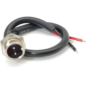 GX12 Aviation Connector 2 Pin Male Socket Back Panel Mount with Cable Wire 0.2 Meter