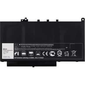 7CJRC 42Wh Laptop Battery Compatible with Laitude 12 E7270 E7470 Series Notebook 21X15 021X15 451-BBWR KNM09 V6VMN