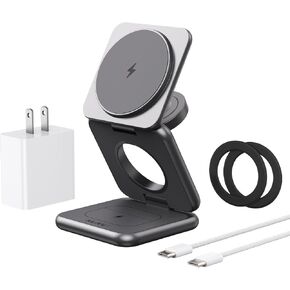 Wireless Charger for Samsung,Zinc Alloy Foldable 3 in 1 Wireless Charging Station for Samsung Galaxy S25 Ultra S24 S23 S22 Note Z Fold Flip/Buds,Fast Charger for Galaxy Watch Ultra 7 6 5 4